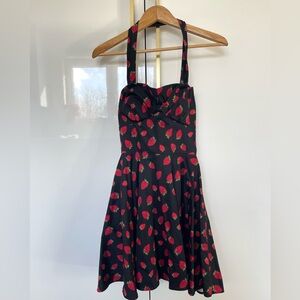 Ixia by ModCloth strawberry fit and flare halter dress